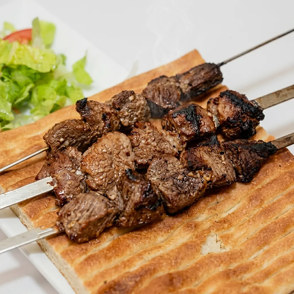 Charcoal-grilled Afghan lamb kebab at Kabul Fourteen in downtown Winnipeg, MB