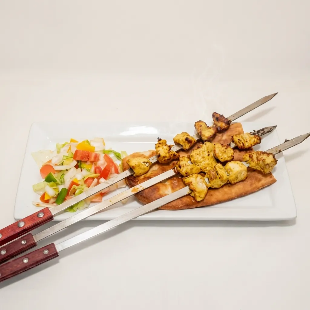 Afghan chicken kebab - halal marinated chicken skewers at Kabul Fourteen Winnipeg